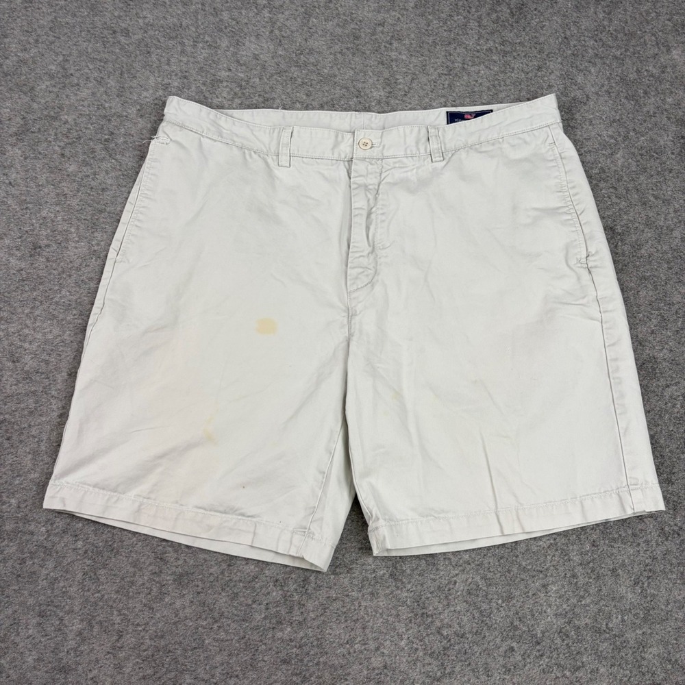 Vineyard Vines Chino Shorts Mens 40 Tan Solid Cotton Canvas Casual Preppy Golf